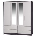 Aruba Grey with Sand Gloss 4 Door Combi Wardrobe with Mirror